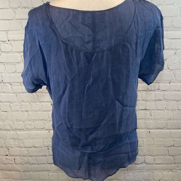 DOROTHY SCHOELLEN Blouse Layered Blue Embellished with Chain & Rhinestones-S/M - Picture 4 of 5